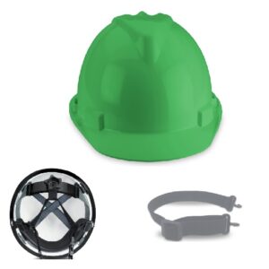 Casco tipo visera MPC 221 Dieléctrico verde con arnés de 4 puntas y Barbiquejo, Masprot